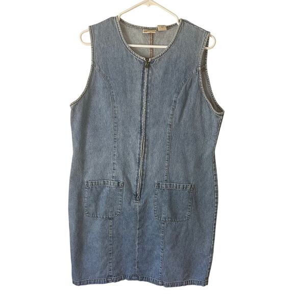 St. John's Bay Dresses & Skirts - St Johns Bay Vintage Zip Front Sleeveless Cotton Denim Dress Jumper Size 14